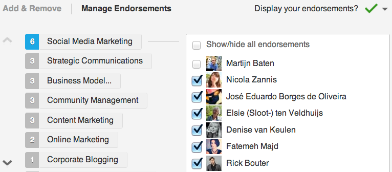 Specifieke LinkedIn Endorsements verbergen